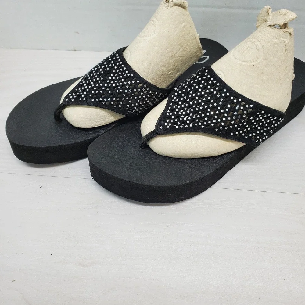 Skechers Yoga Foam Beeded Flip Flops Womens 9 Boho Fast Shipping